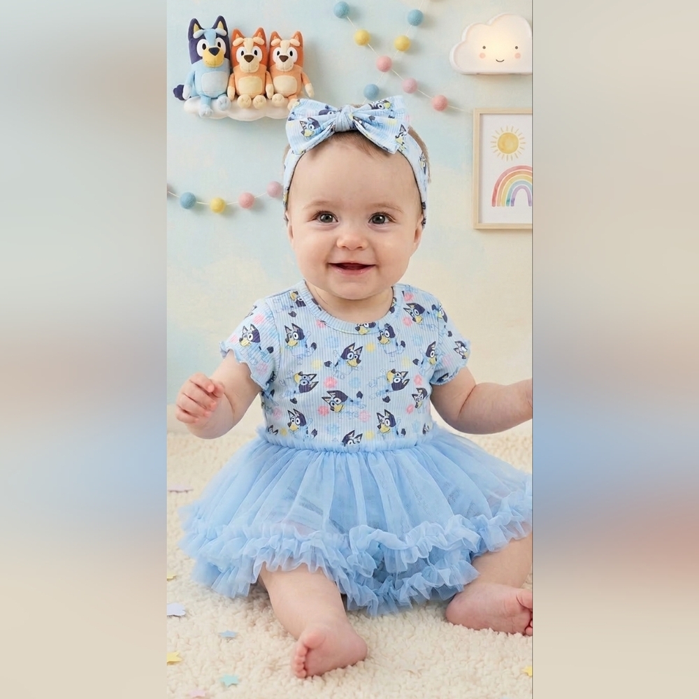 Bluey Baby Girls Print Tutu Bodysuit